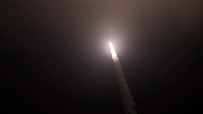An unarmed Minuteman III intercontinental ballistic missile launches during an operational test at 12:40 a.m. Pacific Daylight Time Thursday May 9, 2019, at Vandenberg Air Force Base